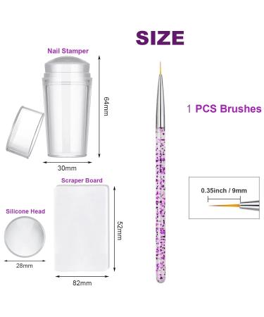 Famidiqgo Nail Stamper & Art Brush Set - French Tip Clear Silicone Nail Stamp with Scraper & Pen for DIY Nail Art - Buy Online on SooperMarket.com