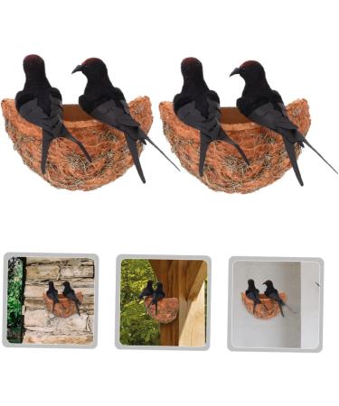 Toddmomy Rattan Swallow Nest Bird Statue - Realistic Outdoor Ornament for Garden Decor | Ideal for Bird Lovers - Buy Online on SooperMarket.com