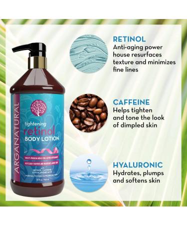 Arganatural Retinol Caffeine & Hyaluronic Tightening Body Lotion 32oz - Anti-Aging & Cellulite Treatment for All Skin Types - Buy Online on SooperMarket.com