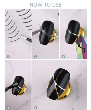 EBANKU 12 Sheets Metallic Nail Stickers - Self-Adhesive 3D Wave Design for DIY Nail Decoration - Buy Online on SooperMarket.com