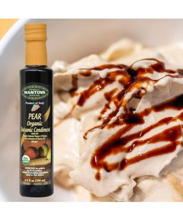 Mantova Organic Pear Balsamic Vinegar of Modena 8.5 oz - Ideal for Salad Dressings, Pasta Salads, Ice Cream, Cocktails - 100% Pear - Pack of 1 - Buy Online on SooperMarket.com