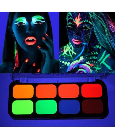 8 Colors Glow In The Dark Face Paint Body Neon Fluorescent Paint Makeup Water Based Glow UV Blacklight Paint for Kids Adults Costume Halloween Glow Parties Christmas 8 colors 02