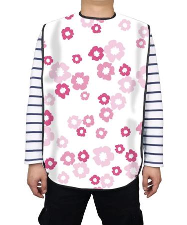 FUSHIDA Adult Bib Waterproof Bibs For Adults Adult Clothing Protector PVC Waterproof Layer and Cotton Cloth Material Elegant Mealtime Printing Flower Bibs(Pink Peach Blossoms FYH520-CA) - Buy Online on SooperMarket.com