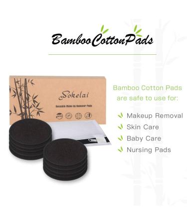Organic Bamboo Makeup Remover Pads - 10 Pack Black Washable Cotton Rounds with Laundry Bag - Gentle Facial Cleansing Wipes for All Skin Types - Buy Online on SooperMarket.com