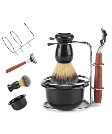 HERCHR 4-piece shaving set Manual razor + stainless steel stand holder + brush + bowl set