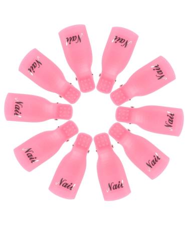 Hanyousheng Acrylic Gel Polish Clips Nail Clip Nail Art Gel Polish Remover Plastic 10 PCS Gel Polish Nails Art Gel Cap Soak Off Clip UV Manicure Acrylic Nails Wrap Tool Rose Red Colour Pink