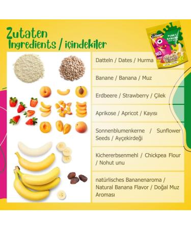 RAWBERRY Kids Banana Balls - No Added Sugar Gluten Free & Vegan Snack (8 x 50g) - Healthy Crunchy Treat for Kids  - Buy Online on SooperMarket.com