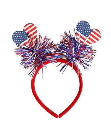 BELSITA 4th of July Headband Patriotic Head Boppers American Heart Flag Glitter Hair Band Independence Day Parade Party Hair Accessories for Women Girls Kids Fourth of July 1Pcs