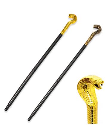 2 Pack Cobra Cane Costume Walking Cane Gold Snake Walking Stick Egyptian Cobra Staff Scepter