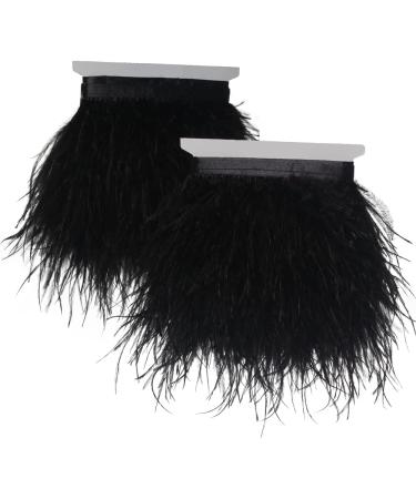 2 Yards Black Ostrich Feathers Fringe Trim Ribbon for Sewing & Crafts - 3-4 inch Width - Buy Online on SooperMarket.com