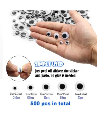 500pcs Black Self-Adhesive Wiggle Googly Eyes in Mixed Sizes 6mm-15mm - Buy Online on SooperMarket.com