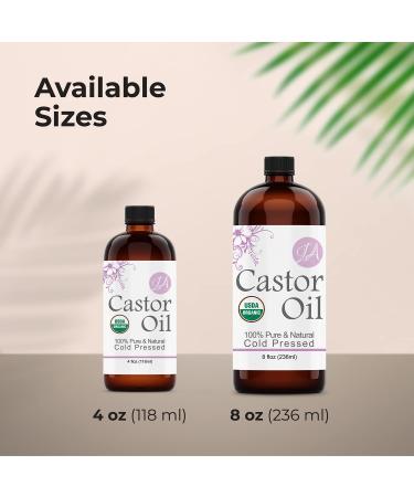 Organic Castor Oil 4oz - Pure & Natural Cold Pressed for Lashes, Eyebrows, Hair & More - Buy Online on SooperMarket.com