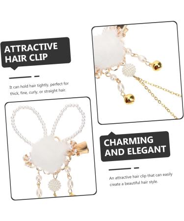 Amosfun 1 Pair Bunny Hairpin Kids Decor Baby Decor Rabbit Ear Headbands Plush Hairpins Pearl Hair Ties Pearl Hair Pin Retro Decor Pompom Hair Tie Vintage Metal Plush Ball Miss - Buy Online on SooperMarket.com
