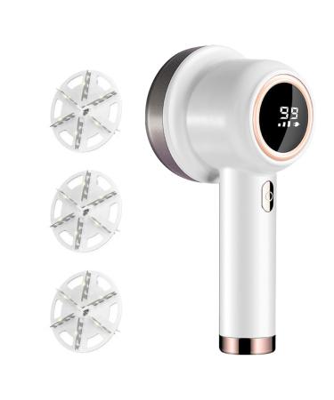 Electric Lint Remover for Clothes Adjustable 3-Speed Fabric Shaver with 6 Cutter Leaf and LED Display Bobble Remover Portable DebobblerCutter White Lint Removers