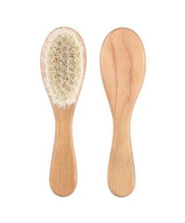 Soft Natural Goat Baby Hair Brush and Infant Head Massage Comb with Wooden Handle - Buy Online on SooperMarket.com