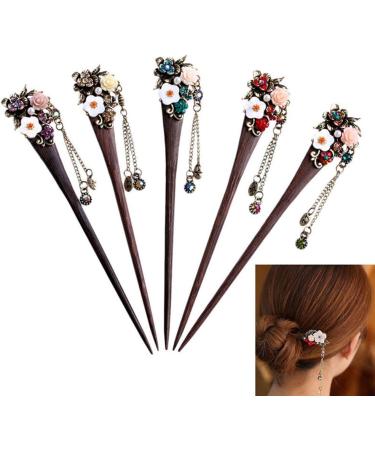 Frcolor Wooden Hair Pin Chinese Hair Sticks with Tassel Retro for Women Hair Styling Colorful - Buy Online on SooperMarket.com