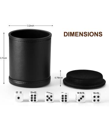 PU Leather Dice Cup with Lid and Felt-Lined Shaker - Set of 6 Dice Included for Yahtzee and Farkle Board Games - Buy Online on SooperMarket.com
