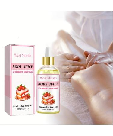 120ml Body Juice Oil Strawberry Shortcake Strawberry Flavor Body Oil for Moisturizing Skin Natural Organic Strawberry Body Essential Oil Body Massage Oil for Women/Men Strawberry Scent