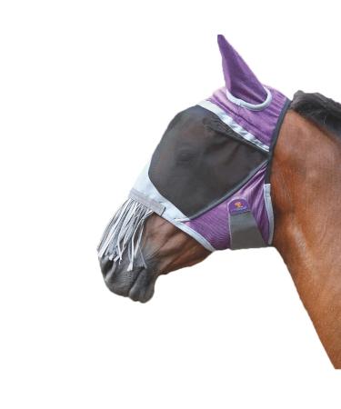 Shires Deluxe Horse/Pony Fly Mask With Nose Fringe UV Protection (Cob Green) Cob Green - Buy Online on SooperMarket.com