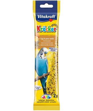 VITAKRAFT Budgie Treat Egg & Grass Seeds Sticks 2pk Kracker Boredom Breaker