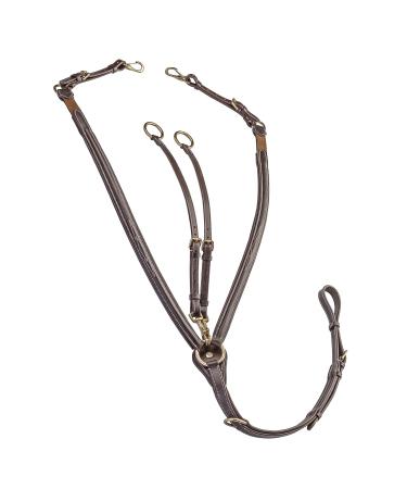 SUNRIDE Windsor breastplate made of genuine leather with martingale for horses - elastic adjustable (Cob brown) Cob brown