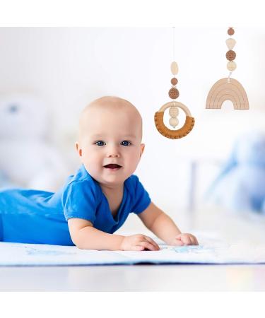 KESYOO 4Pcs Hanging Wooden Baby Toys Set for Play Gym and Teething - Baby Rattle Pendant Toy for Newborns - Light Brown - Buy Online on SooperMarket.com