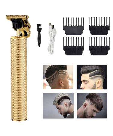Professional Hair Clippers for Men, Hair Trimmer Rechargeable Cordless Zero Gapped Trimmer T Blade Edgers Clippers Hair Liners for Men with 4 Guide Combs for Haircut Beard Shaver Barbershop, Gold