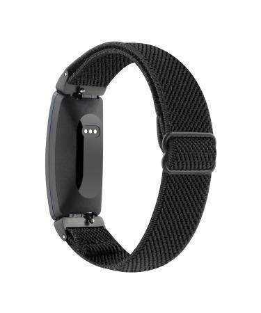 YOSWAN Adjustable Elastic Watch Band Compatible with Fitbit Inspire 2/ Inspire HR/Inspire, Soft Nylon Stretchy Strap Wristbands Accessories Replacement Bands for Fitbit Inspire Women Men Black