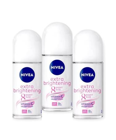 Nivea Deodorant Whitening Extra Care 48h Roll-on: 50 Ml. (Pack of 3)