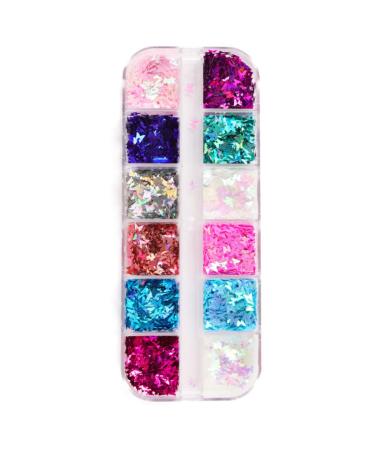 Nail Glitter Sequins Butterfly Pearl Nail Art Flakes Manicure Nail Supplies 12Color 1Box Nail Glitter Sequins