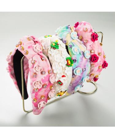 vreplrse Durable And Reliable Jeweled Wide Top Knot Headband For Long-lasting Beauty Polyester Rhinestone Pearl Knot Headbands Blue purple - Buy Online on SooperMarket.com
