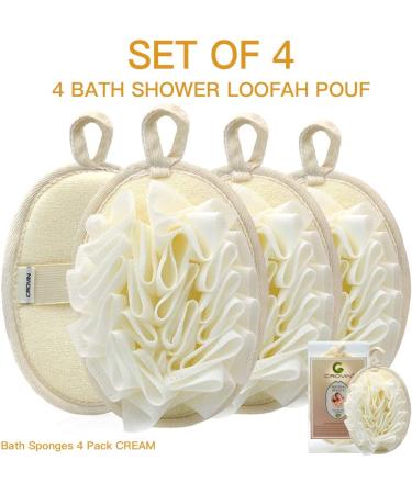 Crovin Bath Shower Pouf Sponge - 4 Pack Exfoliating Mesh Loofah Scrubber with Hand Strap for Men and Women - Premium Body Brush for Skin Cleansing and Soothing - Buy Online on SooperMarket.com