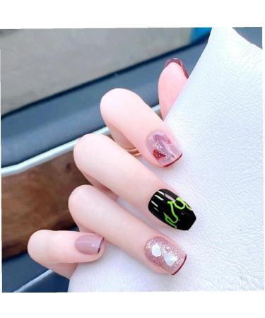 2set Detachable Long Coffin False Nails with Designs Press on Nails Wearable Fake Nail Decor Full Cover Art Tips - Buy Online on SooperMarket.com