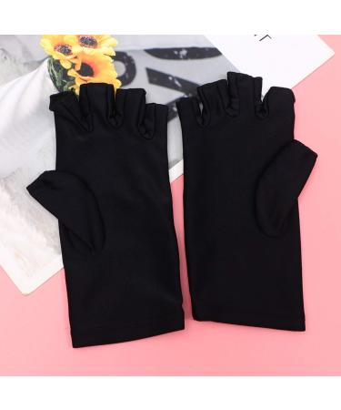Solustre UV Protection Manicure Gloves - Anti-UV Half-Finger Nail Dryer Tools - 2 Pairs in Black for Salon & Home Use - Buy Online on SooperMarket.com