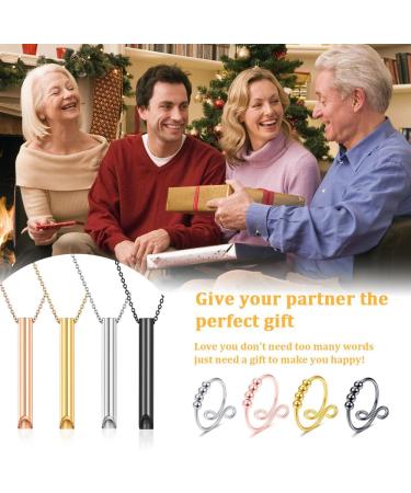 Hiullen 8PC Anapana Breathing Necklace & Anxiety Ring | Stress Relief & Mindfulness | Meditation Jewelry for Men - Buy Online on SooperMarket.com