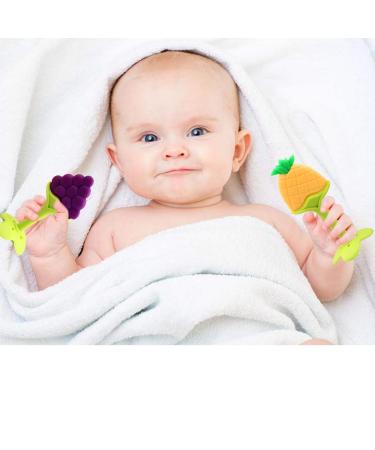 BPA Free Silicone Baby Teething Toys - 6 Pack | Freezer Safe & Organic Infant Teethers for Natural Brain Development - Buy Online on SooperMarket.com