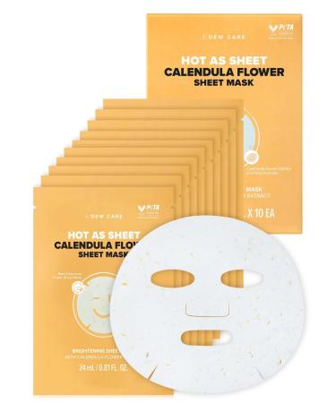 I DEW CARE Real Herb Calendula Sheet Mask - Hot As Sheet | Brightening and Calming for Dry Skin with Calendula Flower Extract 2% Niacinamide 10EA 04 Hot As Sheet
