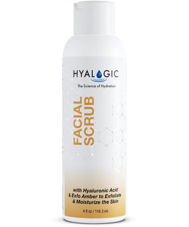 Hyalogic Spa Exfoliating Facial Scrub 4oz - With Hyaluronic Acid Exfo-Amber & Peppermint Oil - Exfoliate Naturally - 4 Ounce