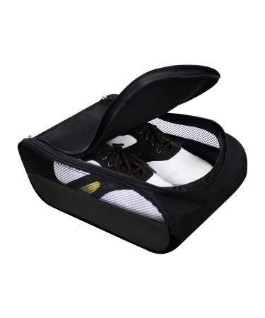 Scott Edward Portable Golf Shoe Bag Outdoor Travel Zippered Waterproof&Breathable Carrier Bags for Men and Women Black