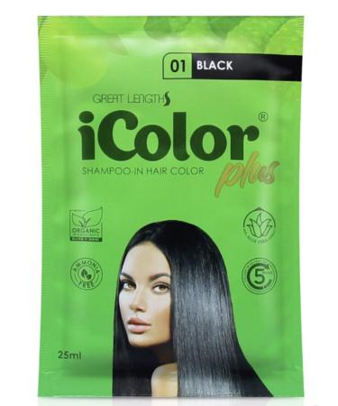 iColor Organic Hair Dye Shampoo - 10 Sachets (Black 25ml) | Permanent Easy DIY Hair Color in 5-15 Minutes - Buy Online on SooperMarket.com