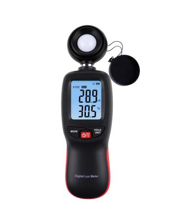 Digital Light Meter Illuminance Meter with Data Record, Backlight Lux Temperature Meter 0200,000 Measurement Range Lux/FC Unit MAX/MIN/Hold Function