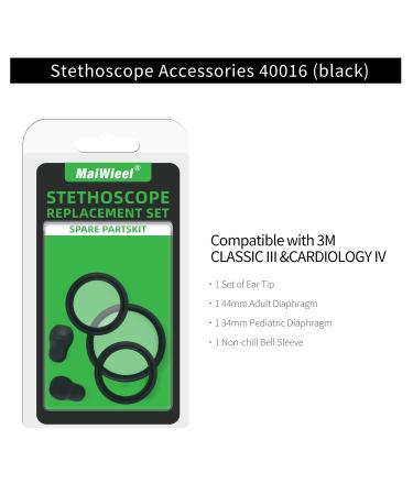 Stethoscope Replacement Parts Kit - Diaphragm & Ear Tips Compatible with Littmann Cardiology & Classic - Adult & Pediatric - Black - Buy Online on SooperMarket.com
