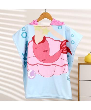 Supgomax Mermaid Hooded Bathing Poncho | Cartoon Children's Beach Towel | Absorbent Baby Bath Towel for Swimming & Shower - Buy Online on SooperMarket.com