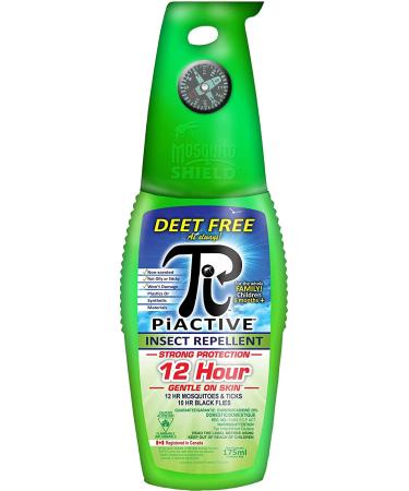PiACTIVE Original 100% Deet Free 12hr! - Insect Repellent - 175ml Pump Fight The Bite!