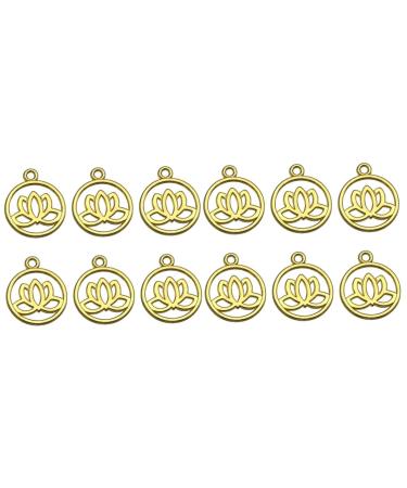 VILLCASE 200 Pcs Charms Lotus Flower Crafts Making Hat Base for Making Hats Flower Charms Lotus Charm Side Release Buckle Buddha Charms for Lotus Bracelet Charms Yoga Charms Pendant Jewelry