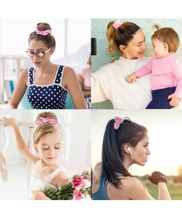 20 Pcs Pink Velvet Hair Scrunchies for Women and Girls - Soft Elastic Bobbles Ropes in Solid Colors - Cute Hair Accessories by Didder - Buy Online on SooperMarket.com