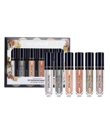 POFET 6pcs Shining Eyeshadow Set - Glitter Glow Eye Shadow Liquid Makeup | Best Shimmering Shades for International Shipping - Buy Online on SooperMarket.com