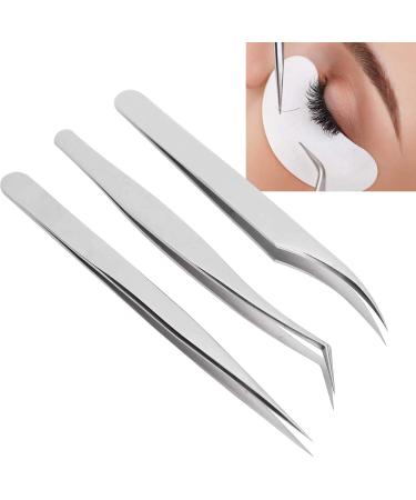 Premium Eyelash Extension Tweezers Set - 3-Part Silver Dolphin Tool for Perfect Fans - Buy Online on SooperMarket.com