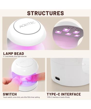Mini UV LED Nail Lamp for Quick-Drying Gel Polish and Nail Extensions | Aokitec AK00137-White - Buy Online on SooperMarket.com