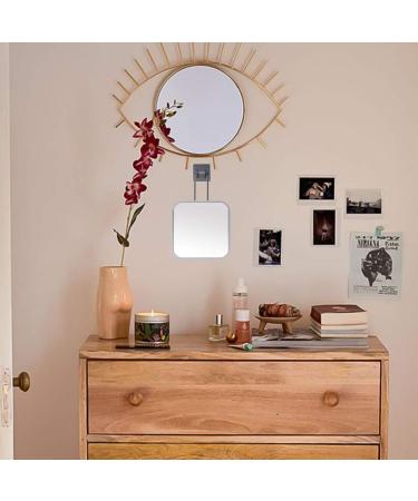 YEAKE Large Handheld Makeup Mirror - Square White & Metal, Portable Table Desk Mirror with Stand for Travel and Bathroom, 9.4 x 5.9 - Buy Online on SooperMarket.com